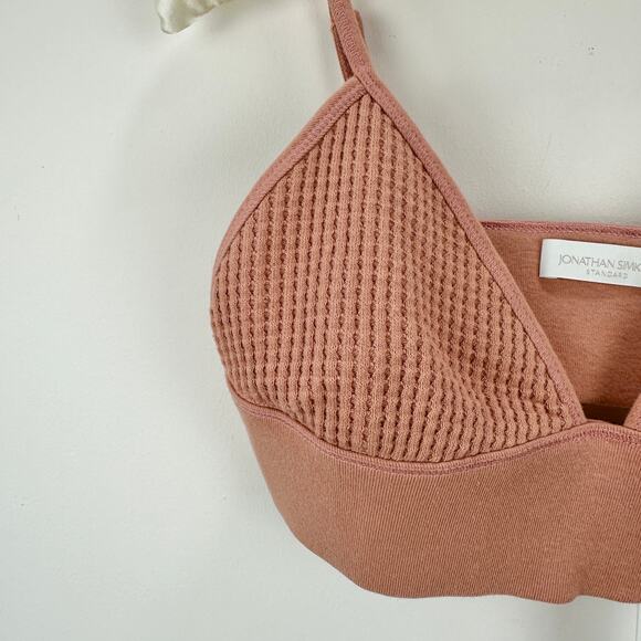Jonathan Simkhai Crop Top Bralette Waffle Knit Cotton Rose Pink Medium NWT - Picture 6 of 11